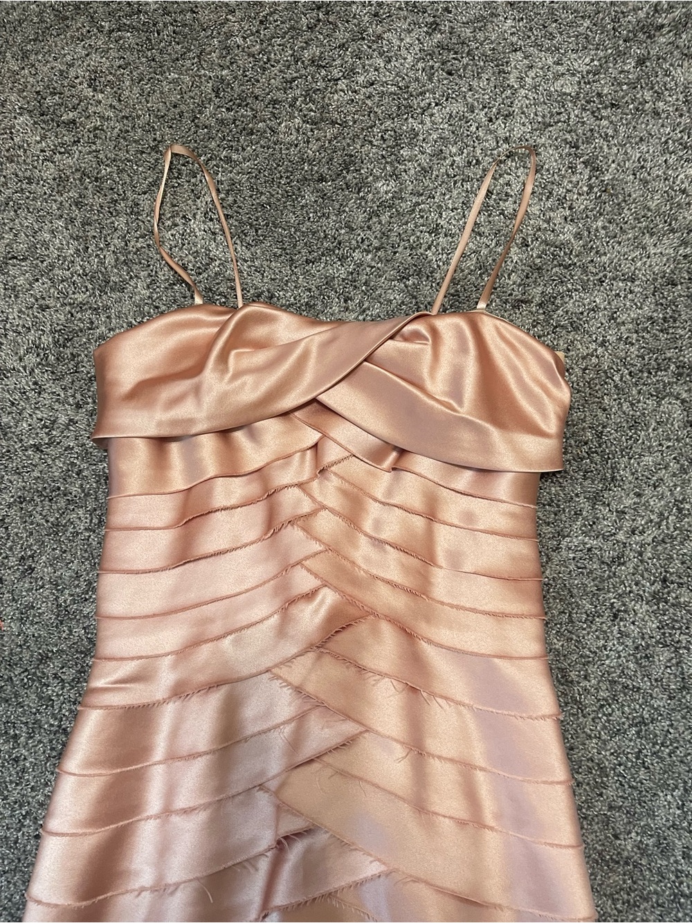BCBGMaxAzria Pink Satin Layered Spaghetti-Strap Dress - Picture 2 of 4